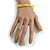 Lemon Yellow Glass/Buttermilk Yellow Shell Necklace/ Flex Bracelet (Size M) / Drop Earrings Set - 40cm L/5cm Ext - view 6
