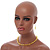 Lemon Yellow Glass/Buttermilk Yellow Shell Necklace/ Flex Bracelet (Size M) / Drop Earrings Set - 40cm L/5cm Ext - view 3
