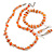 Transparent Orange Glass/Carrot Orange Shell Necklace/ Flex Bracelet (Size M) / Drop Earrings Set - 40cm L/5cm Ext - view 2