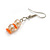 Transparent Orange Glass/Carrot Orange Shell Necklace/ Flex Bracelet (Size M) / Drop Earrings Set - 40cm L/5cm Ext - view 5