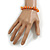 Transparent Orange Glass/Carrot Orange Shell Necklace/ Flex Bracelet (Size M) / Drop Earrings Set - 40cm L/5cm Ext - view 6