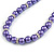 Purple Glass Bead Necklace/Flex Bracelet/Drop Earrings Set With Diamante Rings - 38cm L/ 6cm Ext - view 7