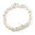 Transparent Glass/White Shell Necklace/ Flex Bracelet (Size M) / Drop Earrings Set - 40cm L/5cm Ext - view 4