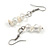 Transparent Glass/White Shell Necklace/ Flex Bracelet (Size M) / Drop Earrings Set - 40cm L/5cm Ext - view 6