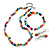 Dark Multicoloured Glass/Shell Necklace/ Flex Bracelet (Size M) / Drop Earrings Set (Assorted Colours) - 40cm L/5cm Ext - view 2