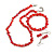 Red Glass/ Red Shell Necklace/ Flex Bracelet (Size M) / Drop Earrings Set - 40cm L/5cm Ext - view 2