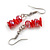 Red Glass/ Red Shell Necklace/ Flex Bracelet (Size M) / Drop Earrings Set - 40cm L/5cm Ext - view 5