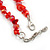 Red Glass/ Red Shell Necklace/ Flex Bracelet (Size M) / Drop Earrings Set - 40cm L/5cm Ext - view 8