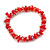 Red Glass/ Red Shell Necklace/ Flex Bracelet (Size M) / Drop Earrings Set - 40cm L/5cm Ext - view 7