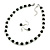 Black/White Glass Bead Necklace and Drop Earring Set In Silver Metal/ 8mm/ 40cm L/ 4cm Ext - view 9