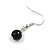 Black/White Glass Bead Necklace and Drop Earring Set In Silver Metal/ 8mm/ 40cm L/ 4cm Ext - view 10