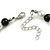 Black/White Glass Bead Necklace and Drop Earring Set In Silver Metal/ 8mm/ 40cm L/ 4cm Ext - view 5