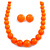 Neon Orange Acrylic Bead Necklace And Dome Shape Stud Earrings Set - 48cm L/6cm Ext - view 8