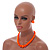 Neon Orange Acrylic Bead Necklace And Dome Shape Stud Earrings Set - 48cm L/6cm Ext - view 3