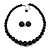 Black Acrylic Bead Necklace And Dome Shape Stud Earrings Set - 48cm L/6cm Ext - view 8