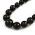 Black Acrylic Bead Necklace And Dome Shape Stud Earrings Set - 48cm L/6cm Ext - view 7