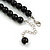 Black Acrylic Bead Necklace And Dome Shape Stud Earrings Set - 48cm L/6cm Ext - view 5