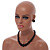 Black Acrylic Bead Necklace And Dome Shape Stud Earrings Set - 48cm L/6cm Ext - view 2