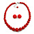 Hot Red Acrylic Bead Necklace And Dome Shape Stud Earrings Set - 48cm L/6cm Ext - view 2