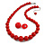 Hot Red Acrylic Bead Necklace And Dome Shape Stud Earrings Set - 48cm L/6cm Ext - view 9