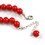 Hot Red Acrylic Bead Necklace And Dome Shape Stud Earrings Set - 48cm L/6cm Ext - view 6