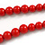Hot Red Acrylic Bead Necklace And Dome Shape Stud Earrings Set - 48cm L/6cm Ext - view 7