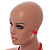 Hot Red Acrylic Bead Necklace And Dome Shape Stud Earrings Set - 48cm L/6cm Ext - view 4