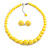 Bright Yellow Acrylic Bead Necklace And Dome Shape Stud Earrings Set - 48cm L/6cm Ext - view 2