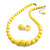 Bright Yellow Acrylic Bead Necklace And Dome Shape Stud Earrings Set - 48cm L/6cm Ext - view 8