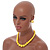 Bright Yellow Acrylic Bead Necklace And Dome Shape Stud Earrings Set - 48cm L/6cm Ext - view 3