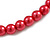Red Glass Bead Necklace and Drop Earring Set In Silver Metal/ 8mm/ 40cm L/ 4cm Ext - view 5