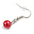 Red Glass Bead Necklace and Drop Earring Set In Silver Metal/ 8mm/ 40cm L/ 4cm Ext - view 9