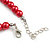 Red Glass Bead Necklace and Drop Earring Set In Silver Metal/ 8mm/ 40cm L/ 4cm Ext - view 7