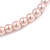 Pastel Pink Glass Bead Necklace and Drop Earring Set In Silver Metal/ 8mm/ 40cm L/ 4cm Ext - view 5