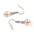 Pastel Pink Glass Bead Necklace and Drop Earring Set In Silver Metal/ 8mm/ 40cm L/ 4cm Ext - view 6