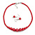 Red Graduated Glass Bead Necklace & Drop Earrings Set In Silver Plating - 40cm L/ 5cm Ext - view 2
