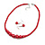 Red Graduated Glass Bead Necklace & Drop Earrings Set In Silver Plating - 40cm L/ 5cm Ext - view 10