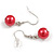 Red Graduated Glass Bead Necklace & Drop Earrings Set In Silver Plating - 40cm L/ 5cm Ext - view 7