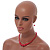 Red Graduated Glass Bead Necklace & Drop Earrings Set In Silver Plating - 40cm L/ 5cm Ext - view 3