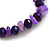 Violet Glass/Purple Shell Necklace/ Flex Bracelet (Size M) / Drop Earrings Set - 40cm L/5cm Ext - view 11