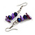 Violet Glass/Purple Shell Necklace/ Flex Bracelet (Size M) / Drop Earrings Set - 40cm L/5cm Ext - view 5