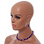 Violet Glass/Purple Shell Necklace/ Flex Bracelet (Size M) / Drop Earrings Set - 40cm L/5cm Ext - view 3