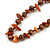Brown Glass/Caramel Shell Necklace/ Flex Bracelet (Size M) / Drop Earrings Set - 40cm L/5cm Ext - view 7