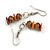Brown Glass/Caramel Shell Necklace/ Flex Bracelet (Size M) / Drop Earrings Set - 40cm L/5cm Ext - view 6