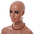 Brown Glass/Caramel Shell Necklace/ Flex Bracelet (Size M) / Drop Earrings Set - 40cm L/5cm Ext - view 3