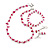 Transparent Glass/Fuchsia Shell Necklace/ Flex Bracelet (Size M) / Drop Earrings Set - 40cm L/5cm Ext - view 2