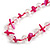 Transparent Glass/Fuchsia Shell Necklace/ Flex Bracelet (Size M) / Drop Earrings Set - 40cm L/5cm Ext - view 8