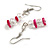 Transparent Glass/Fuchsia Shell Necklace/ Flex Bracelet (Size M) / Drop Earrings Set - 40cm L/5cm Ext - view 5