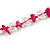 Transparent Glass/Fuchsia Shell Necklace/ Flex Bracelet (Size M) / Drop Earrings Set - 40cm L/5cm Ext - view 9