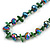 Dark Green Glass/Shell Necklace/ Flex Bracelet (Size M) / Drop Earrings Set - 40cm L/5cm Ext - view 7
